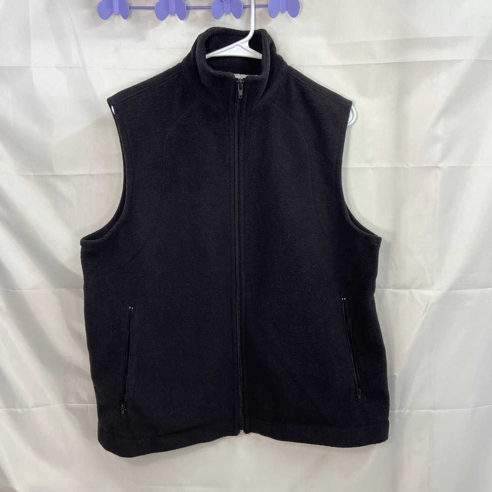 Architect women's black fleece‎ mock neck full zip soft winter basic vest large